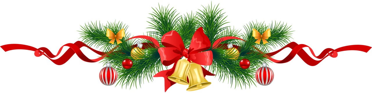 Transparent Christmas Pine Garland with Gold Bells Clipart
